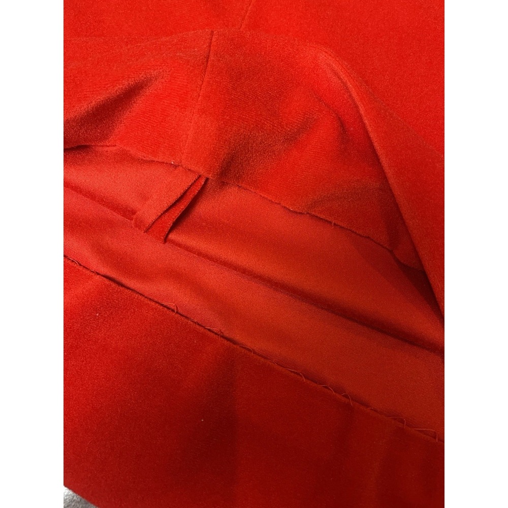 VTG Vanity Fair Robe Long Velour Lace Half Zip Up Red Granny Cottage Size 8 - Picture 6 of 6